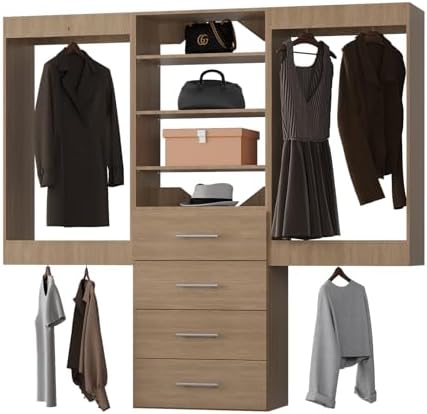 Modular Closet Organizer, Hanging & Drawers, Wood Tower by Unknown