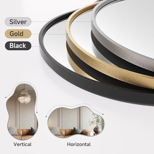 Hasipu 45"x25" Irregular Wall Mirror Silver Asymmetrical Mirror - Image 5