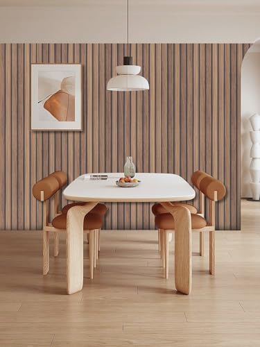 Wood Slat Panel Peel and Stick Wallpaper Brown Wooden Contact Paper - Image 3