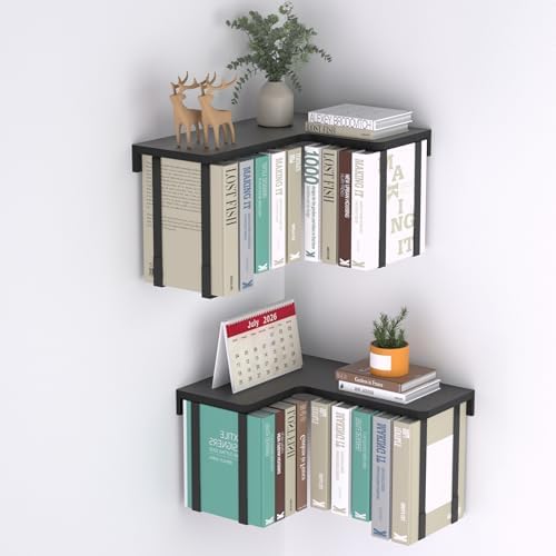 L-Shaped Corner Floating Shelves Set of 2, Floating Book Shelves by Tohiasen