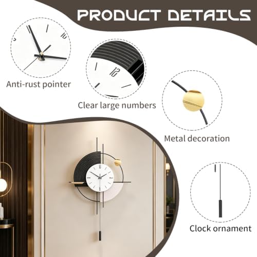 Large Black Modern Wall Clock - Image 3