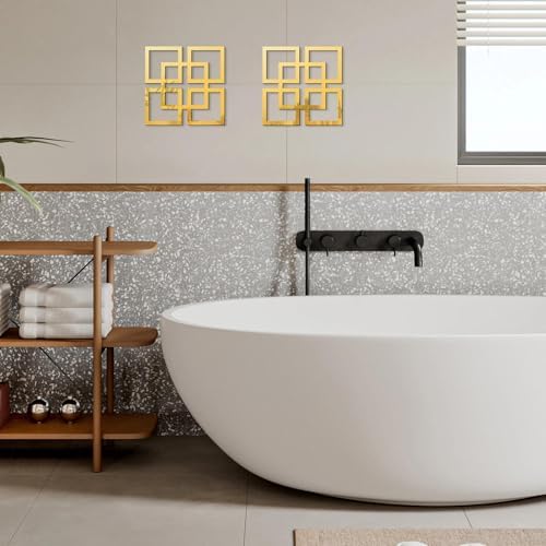 flangairy 2 Piece Gold Geometric Wall Mirrors, 11.8 Inch Wooden Frame Acrylic - Image 5