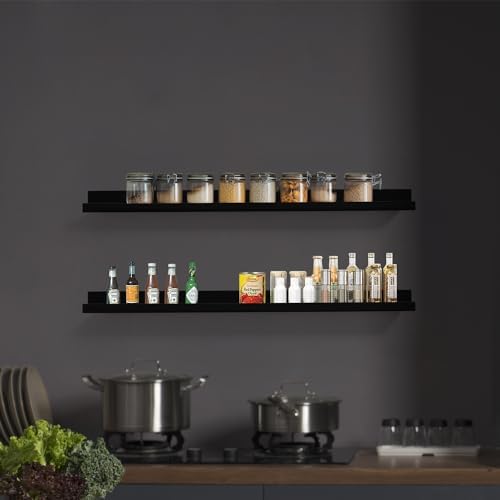 AZSKY 36 Inch Picture Ledge Shelves Set of 3, Rustic Wood Floating Shelves - Image 2