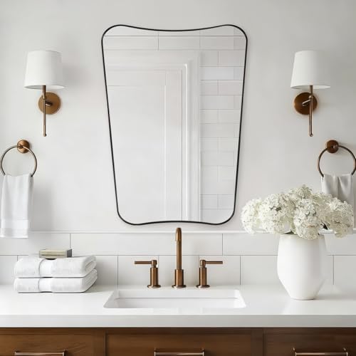 ANDY STAR Brushed Bronze Asymmetrical Mirror, Premium Stainless Steel Thin Frame by ANDYSTAR