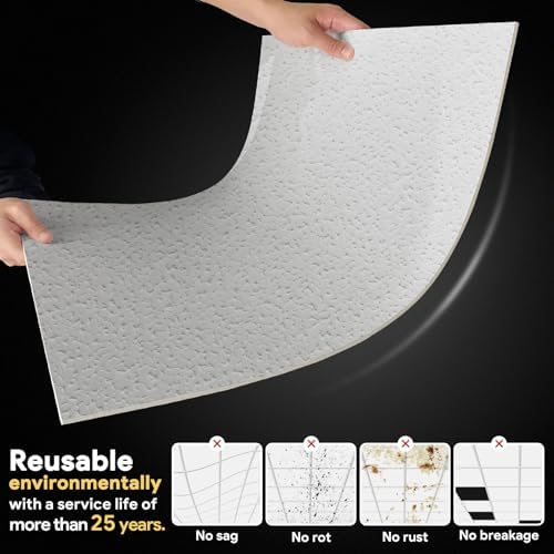 2ft x 4ft Stippled Popcorn Texture PVC Drop Ceiling Tiles – Fire-Rated - Image 5