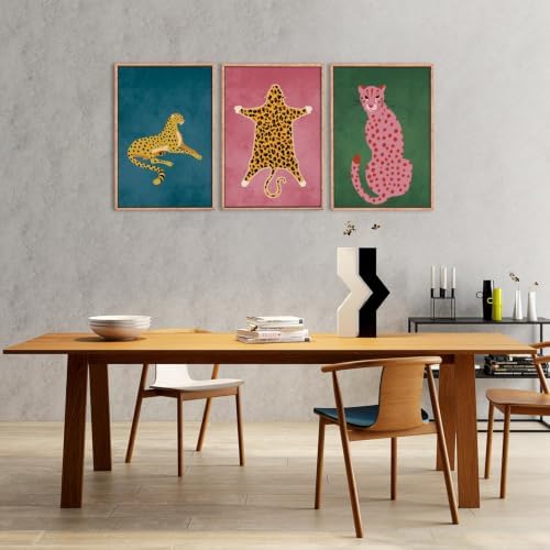 Large Boho Cheetah Animals Framed Canvas Wall Art Set -16"x24"x3 - Image 4