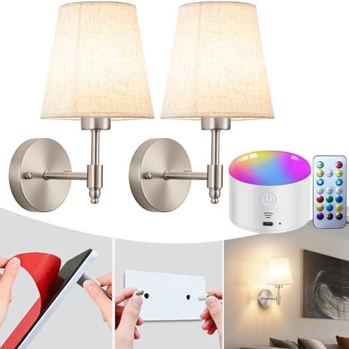 YHCDLAMP Peel and Stick Wall Sconces, No Drilling Stick On Wall Sconce by YHCDLAMP