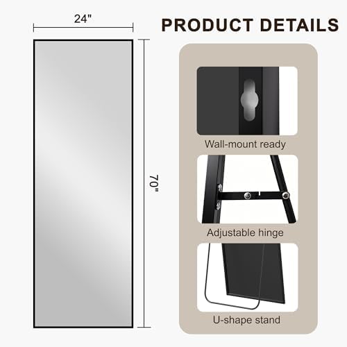 FICTOR Full Length Mirror with Stand, Floor Standing Mirror - Image 6
