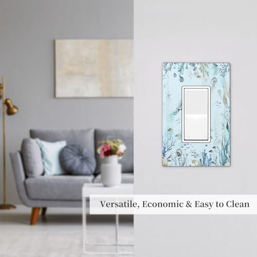Decorative Outlet Covers Teal Blue Ocean Sea Turtle Seabed Plants 1 Gang Single - Image 7