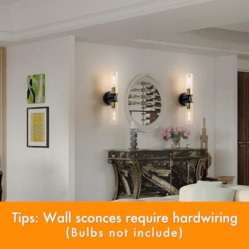 KSRYSZCQ Wall Sconces Set of Two Black and Gold Bathroom Wall Sconce - Image 5