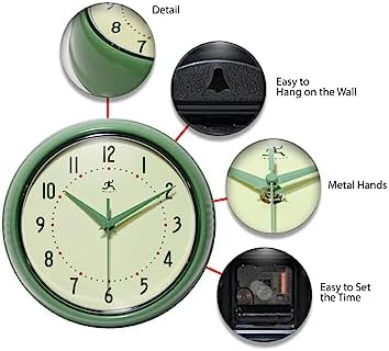 Infinity Instruments LTD. Retro 12 inch Silent Sweep Non-Ticking - Image 5