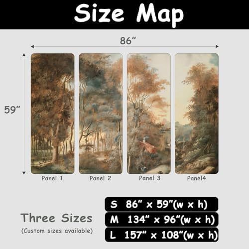 Forest Mural Wallpaper Peel and Stick Vintage Cottage Woodland Lanscape - Image 4