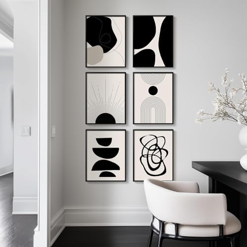 Framed Black and White Modern Abstract Wall Art - Image 3