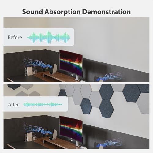 12 Pack Hexagon Acoustic Panels Self Adhesive Sound Proof Foam - Image 3