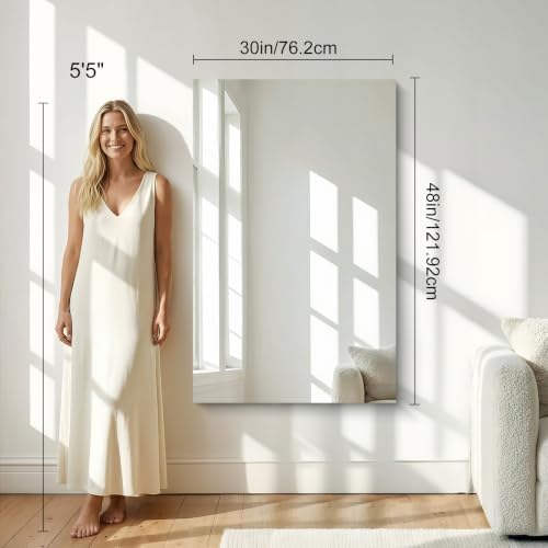 30x48 Inch Frameless Mirror, Frameless Bathroom Mirror - Image 3