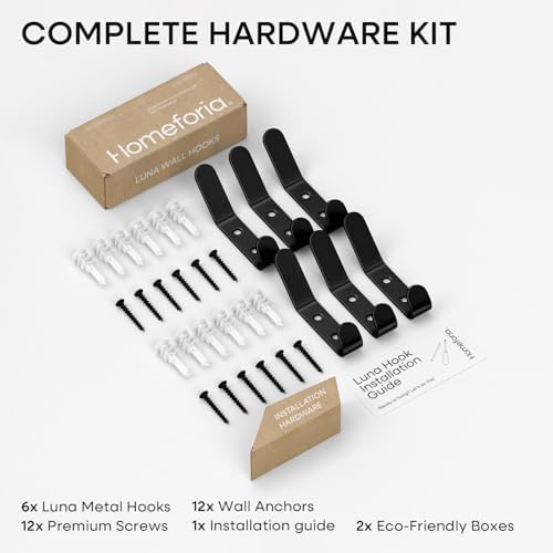Homeforia Black Wall Coat Hooks, High-End Metal, Heavy Duty - Image 5