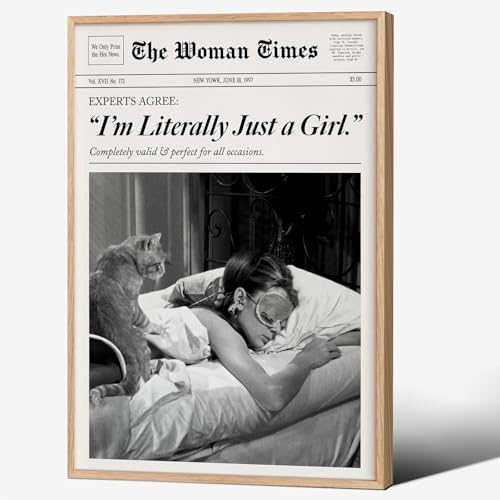Trendy Newspaper Wall Art 20x30in Wood Grain Frame Fashion Black and White by Unknown