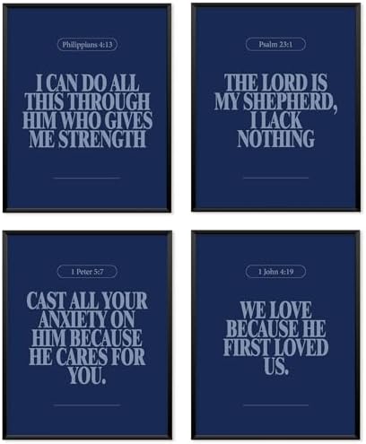 Locomiss Navy Blue Christian Modern Bible Verse Wall Art Decor Posters by Unknown