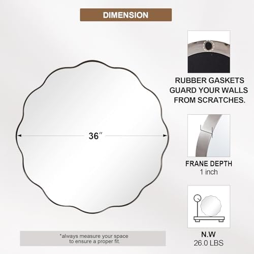 ANDY STAR Brushed Nickel Round Bathroom Mirror, 36 Inch Round Circle Mirror in - Image 2