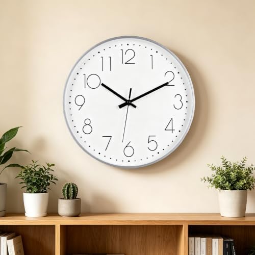 2 Pack Black&Silver Wall Clock 12" Silent Wall Clocks Battery Operated - Image 6