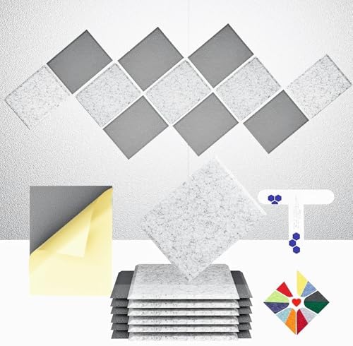 12 Pack Self-Adhesive Acoustic Panels, 2nd Generation Sound Absorbing Panel by DEXMOKO