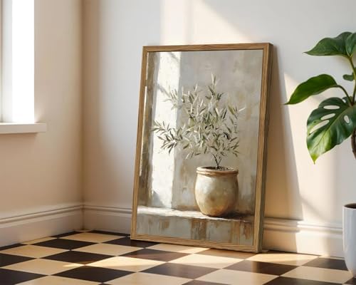 Framed Vintage Olive Tree Wall Art, Textured Sandstone Botanical Pictures Wall - Image 6