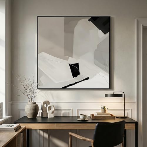 Extra Large Framed Black White Abstract Wall Art - Image 5