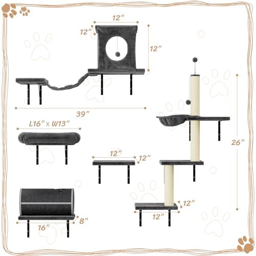 12-in-1 Cat Wall Shelves, Modern Wall-Mounted Cat Furniture - Image 7