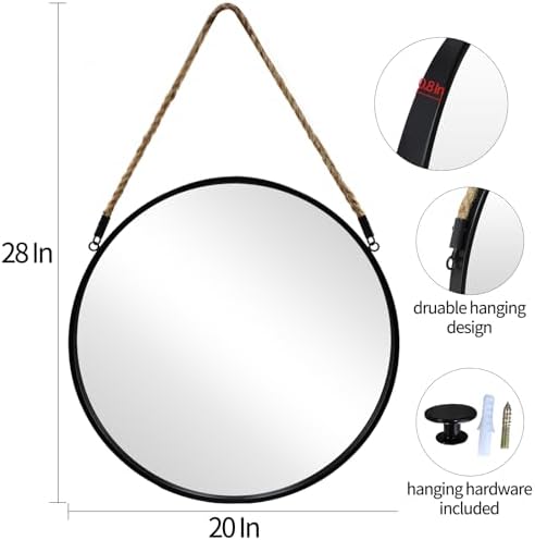 POZINO 20" Round Wall Mirror - Image 3