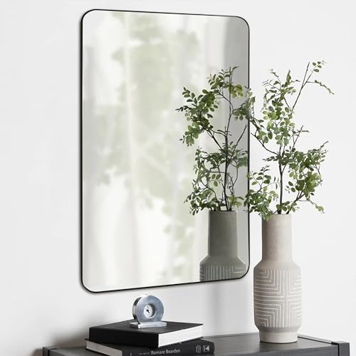 Black Bathroom Mirror, 24 x 36 Inch Rectangle Wall Mirror - Image 3