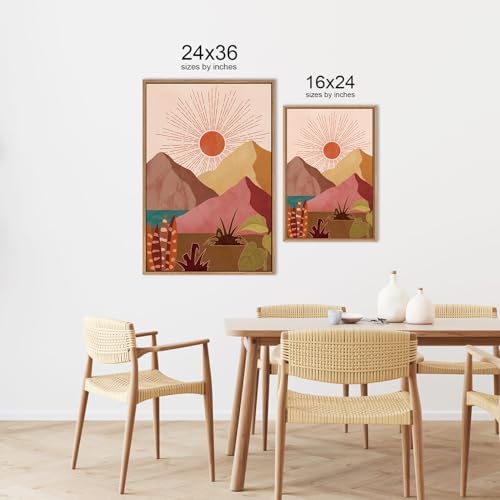 LHIUEM Large Boho Southwest Mountain Framed Canvas Wall Art, Abstract Desert - Image 6