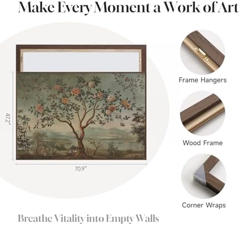 Oversized Framed Vintage Chinoiserie Landscape Living Room Wall Art - Image 6