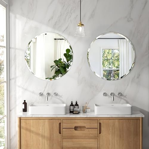 24x24 Inch Bathroom Mirrors for Over Sink, Frameless Mirrors for Wall - Image 4