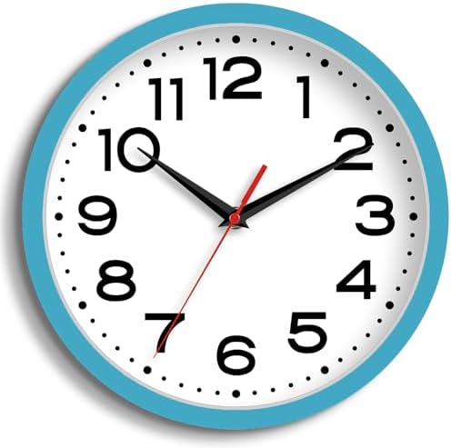 Roymnie 8 Inch Small Wall Clock, Battery Operated Silent Non Ticking Blue by Unknown
