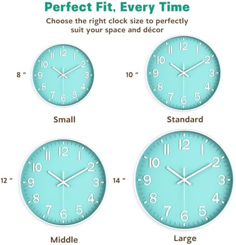 Modern Wall Clock Silent Non-Ticking – Coral Green Analog Wall Clock Battery - Image 7