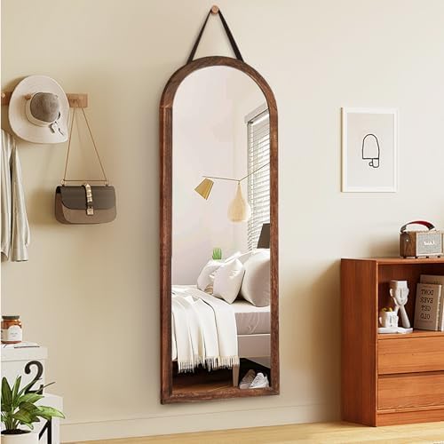 48x16in Arched Full Length Mirror Solid Wood Frame by ABSWHLM
