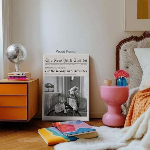 Trendy Newspaper Wall Art 16x24in Wooden Framed Vintage Black and White - Image 6