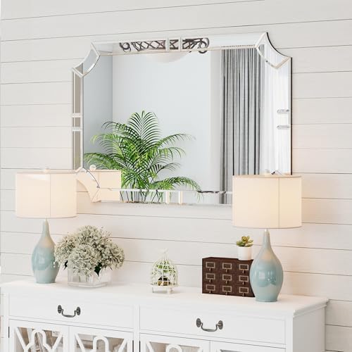 Chende Large Decorative Mirror for Decor, Unique Scalloped Corner, Hang - Image 5