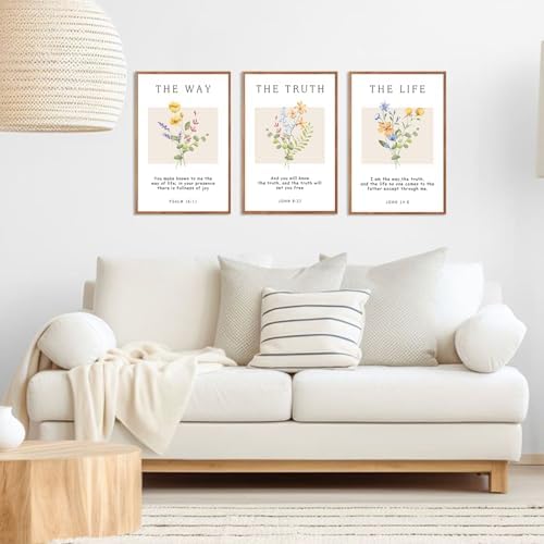 CHDITB Christian Bible Verse Framed Wall Art Set, Floral Scripture Prints - Image 4
