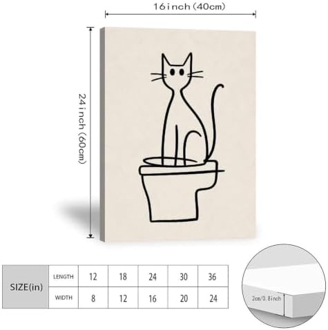 Cat Poster Minimalist Cat Sitting Line Drawing Canvas Wall Art - Image 3