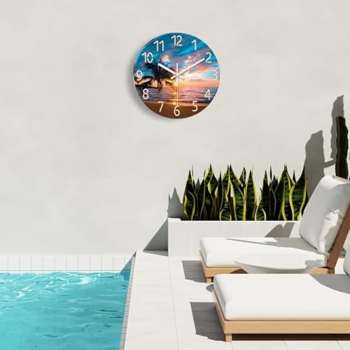 XFM Beach Wall Clocks Battery Operated 12 Inch Sunset Nautical - Image 3