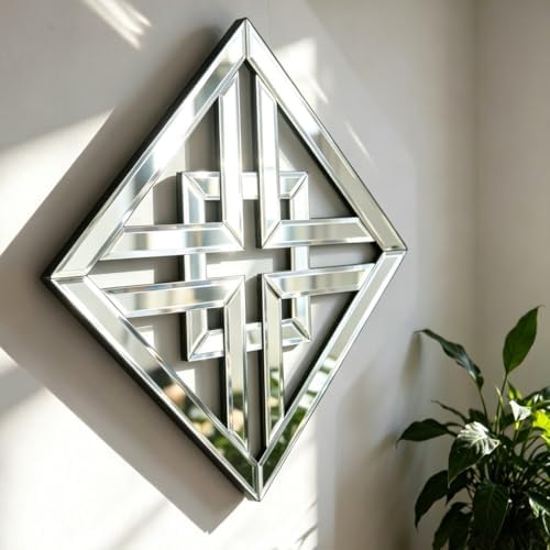 QMDECOR Silver Mirrored Wall Decor 16x16” Decorative Mirror Modern Fashion DIY - Image 3