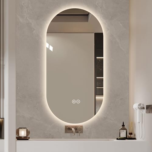 LAIYA 48X24in Oval LED Bathroom Mirror, Frameless Backlit Anti-Fog Dimmable by LAIYA