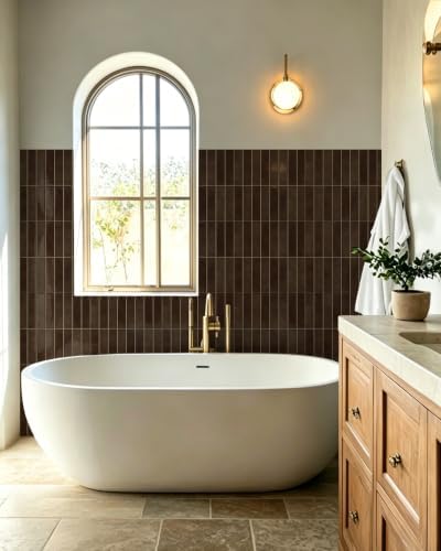 MORCART 10PCS Thicker Design Peel and Stick Backsplash, 11.8" x 11.8" Brown - Image 5
