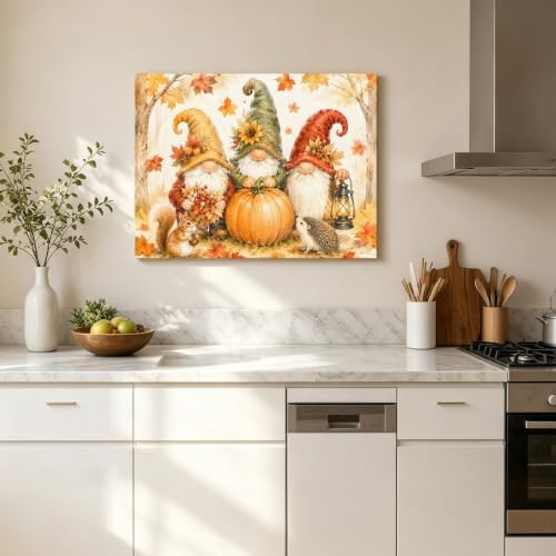 Thanksgiving Gnomes Large Wall Art Fall Pumpkin Squirrel Maple Leaf Countryside - Image 5