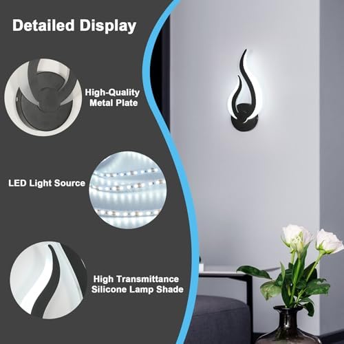 DELIPOP Modern Wall Sconces, 6500K Cool White LED Wall Light, 20W Indoor Wall - Image 6
