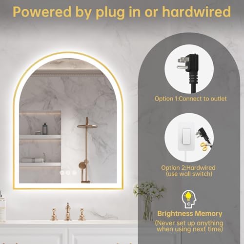 24"x30" Arched LED Lighted Bathroom Mirror - Image 6