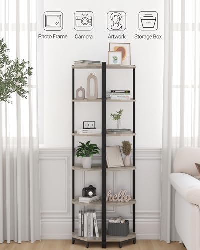 Hzuaneri Corner Shelf Stand 6-Tier Corner Bookshelf Storage Standing Shelf - Image 4