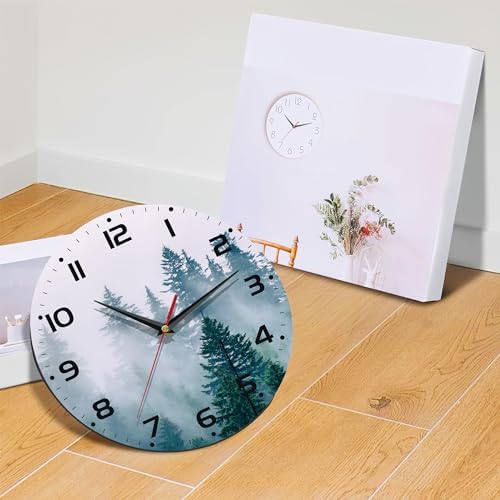 Clock for Living Room, Misty Forest Wall Clocks Wooden Wall Clock Art Hanging - Image 6