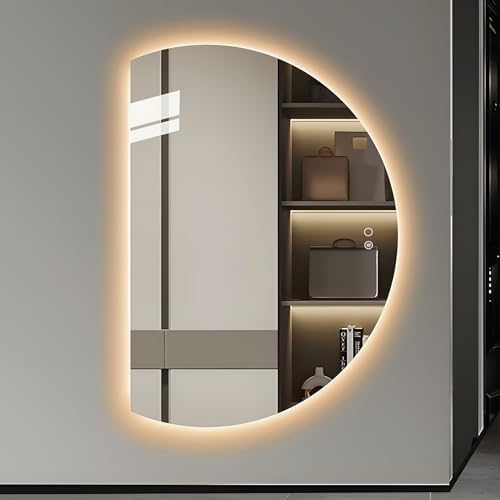 51"x35" Modern Half Moon LED Mirror - Image 6